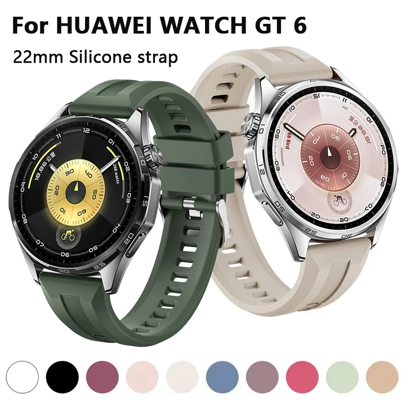 

Официальный ремешок 22 мм для Huawei Watch GT 6 5 4 46 мм Watch 4 5 Pro GT 3 2 Pro 46 мм Спортивный силиконовый сменный браслет на запястье