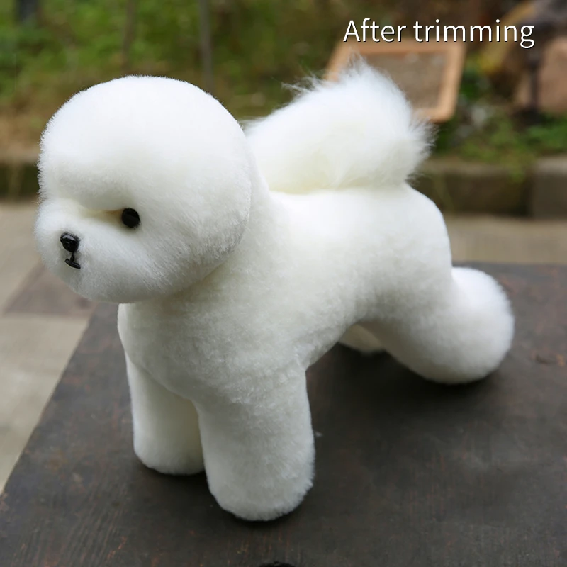 Professional Pet Simulation Hair Grooming Fake Dog Model Practice Bichon Dog Standard Skeleton Model Dog Full Body Fake Hair