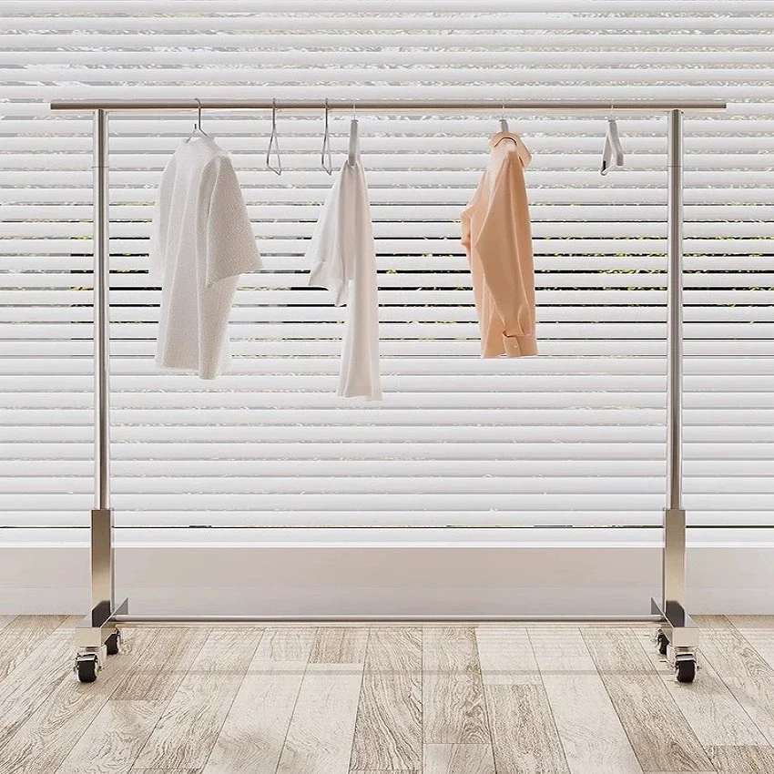 Clothing store display rack floor-to-ceiling hanging mobile floor-to-ceiling hanger hanging stainless steel display