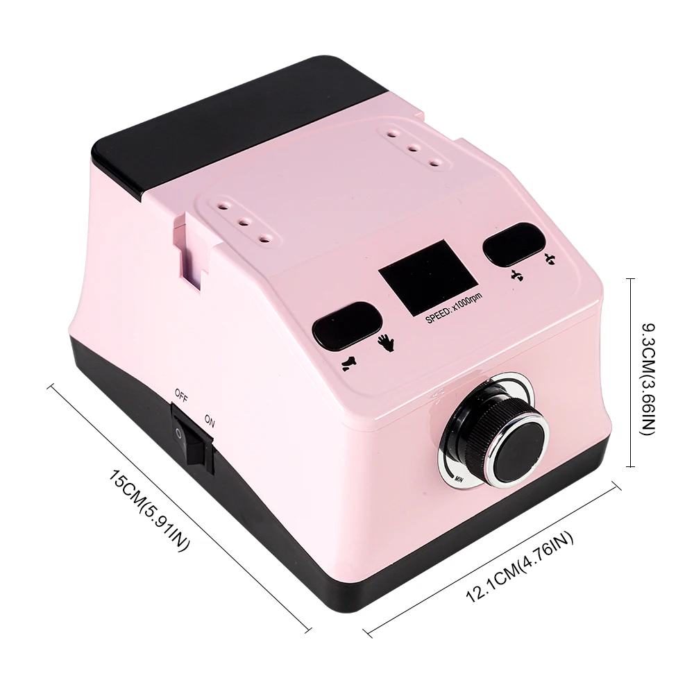 Manicure Drill Machine Kit Nail Polisher Build-in Storage Box with Grinding Bits Set 35000 RPM Adjustable Speed Nail Equipment