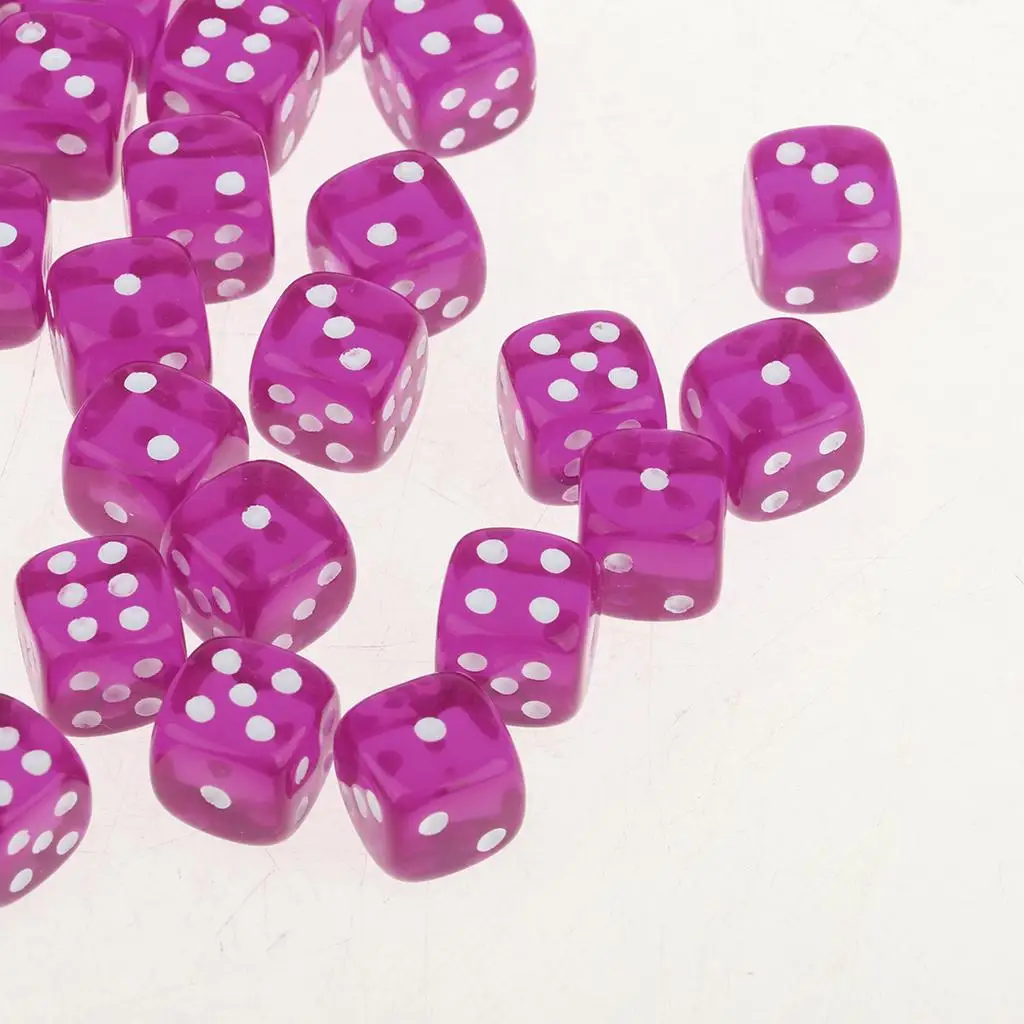 D6 Dice Set 12mm Translucent Dot Dice for RPG Tabletop Games Casino Supply and Classroom Math Tools