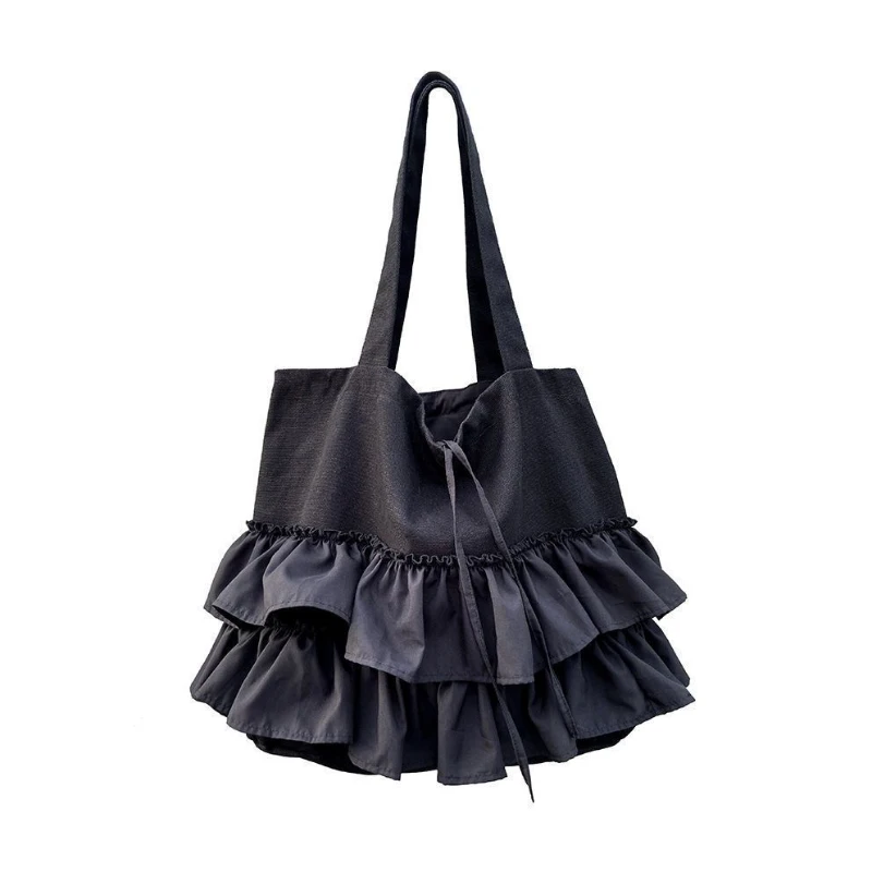 High Quality Women Bag Ruffles Ruched Lace Fashion Sweet Girls Shoulder Bag Handbag High-Capacity Women Bag