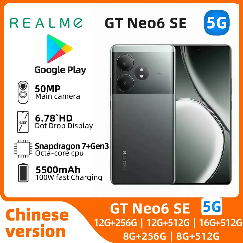 Realme GT Neo6 SE Android 5G Unlocked 6.78 inch 1T All Colours In Good Condition Original Used Phone