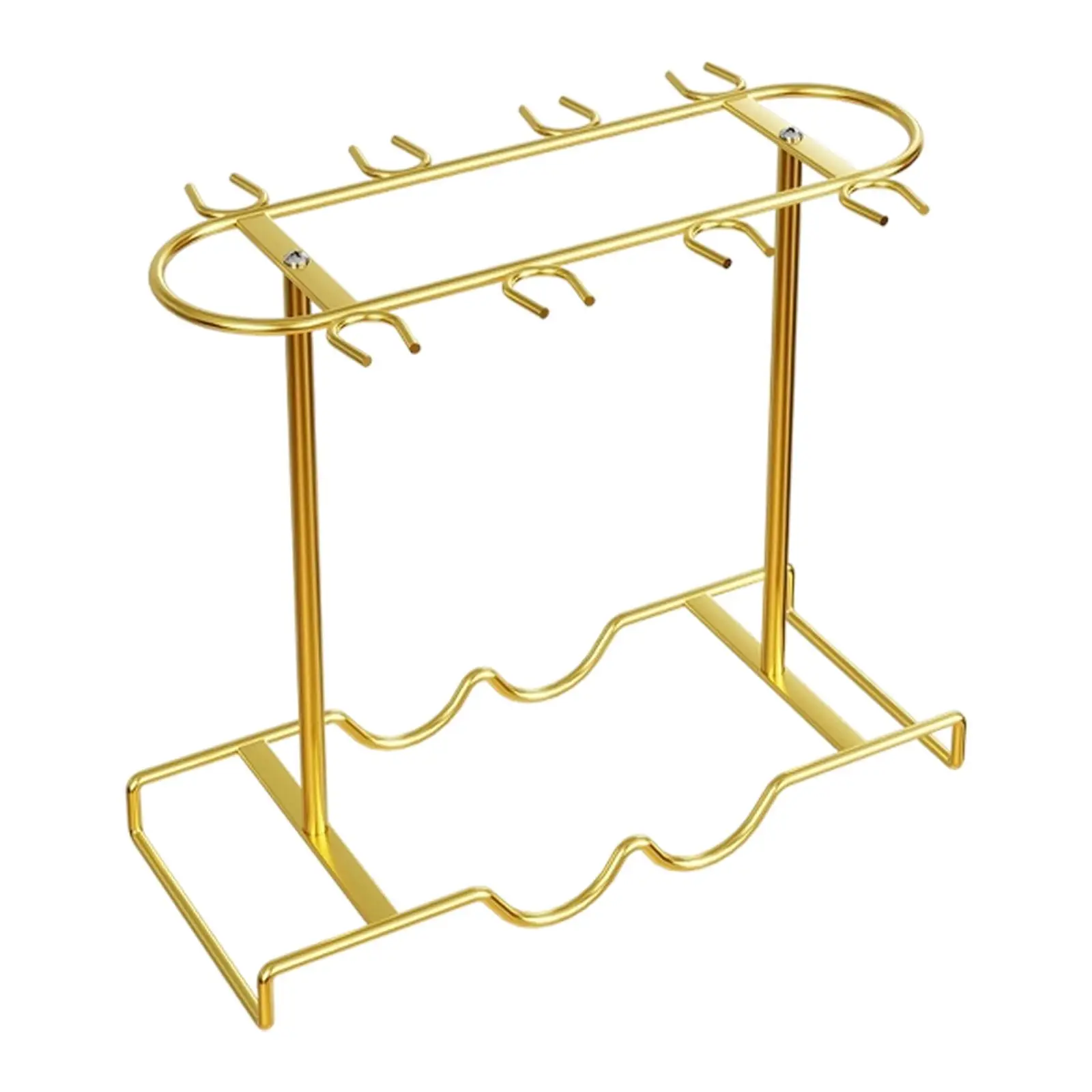 Iron Goblets Storage Rack with Wine Bottle Shelf Tabletop Wine Glass Holder for Kitchen Bar Display