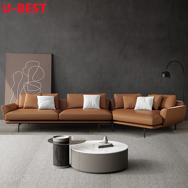 U-Best Italian Minimalist Leather Fabric Lazy Sofa Living Room Nordic Designer Get Back Sofa Home Furniture Sofa Couch Cama