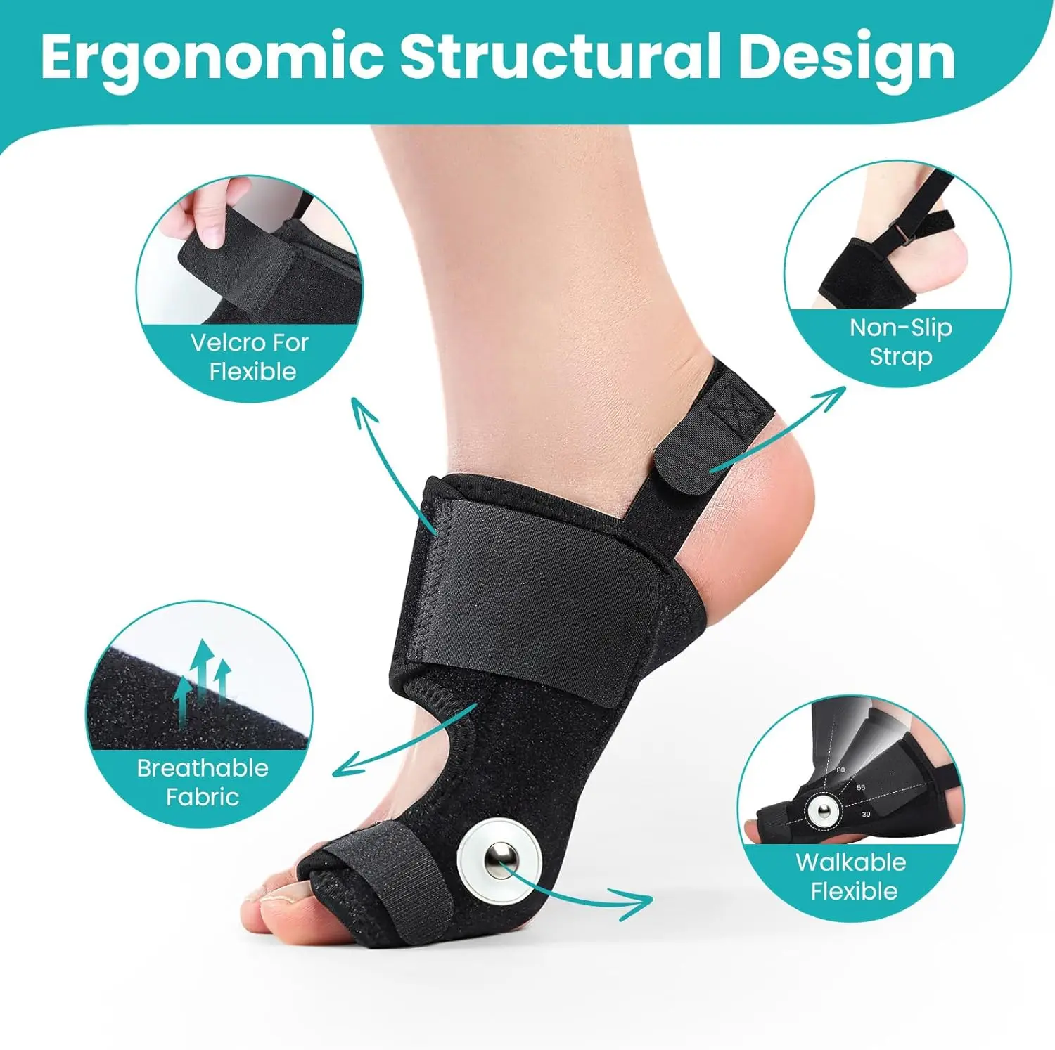2pcs Sumifun Bunion Corrector Women & Men Big Toe Bunion Splint Brace Adjustable Bunion Correction with Soft Gel Splint Brace