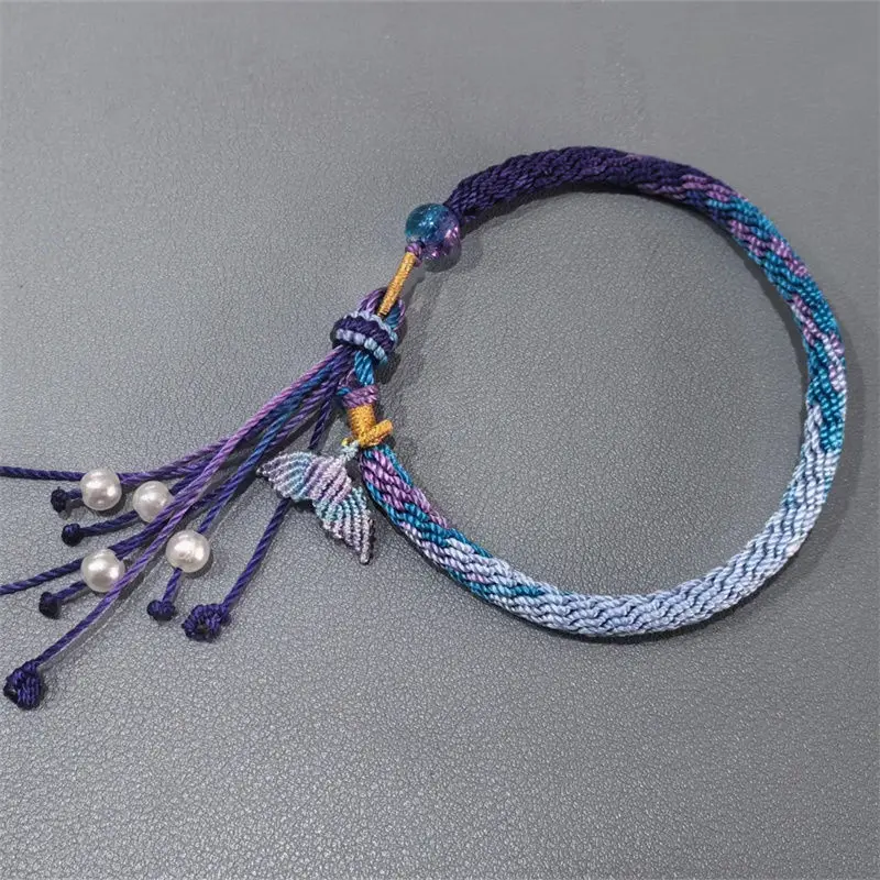 

Love and Deepspace Bracelet Weave Rope Bracelets for Women Cos Rafayel Fashion Jewelry Fishtail Pendant Blue Purple Accesorios