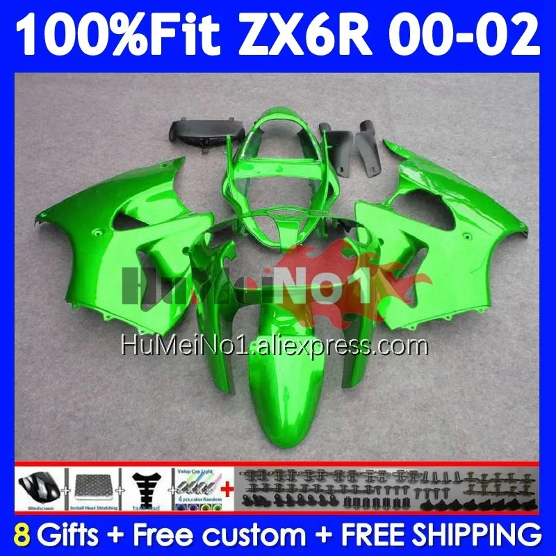 OEM Kit For KAWASAKI NINJA ZX 6R 636 600 CC 6 R 203No.25 Metal green ZX-6R ZX636 ZX6R 00 01 02 2000 2001 2002 Injection Fairing