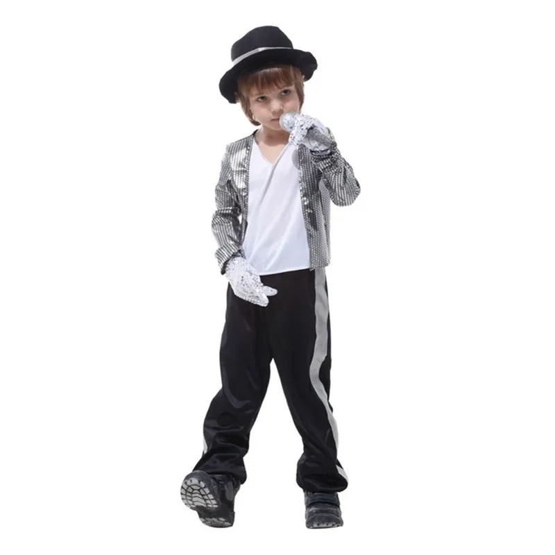 Children MJ Michael Jackson Cosplay Costume Coat Billie Jean Kids Party Superstar Singer Dance Clothing