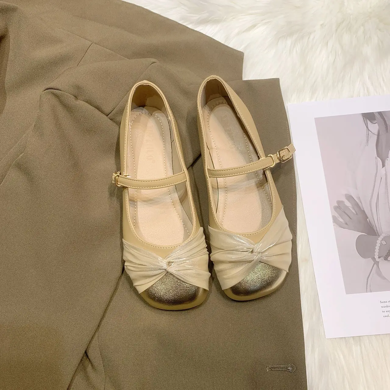 

Women's Maternity Round Toe Low-Cut Flat Shoes One Strap Super Soft Spring Autumn New Style