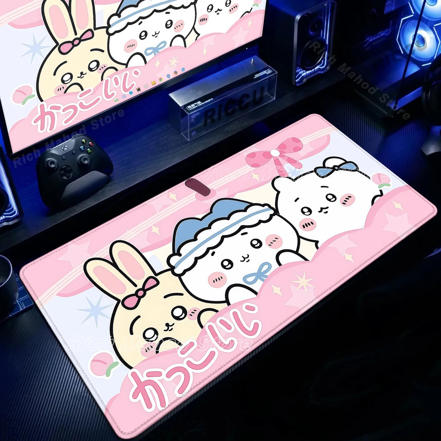 

Japan Cute Comics Chiikawas Mousepad HD Print Computer Gamer Locking Edge Mouse Pad XXL 90x40cm PC Desk Mat Keyboard accessories