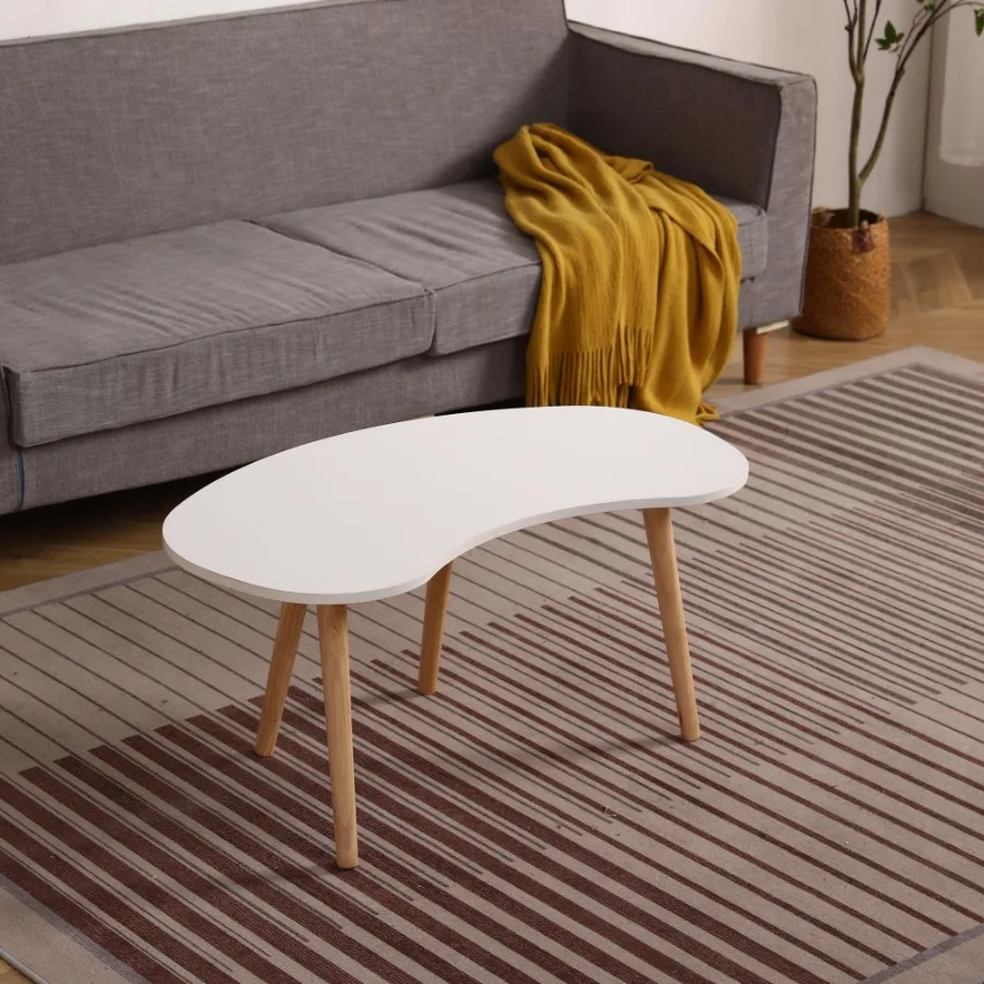 Nut Shape Coffee Table with Solid Wood Legs 35x21 Inches