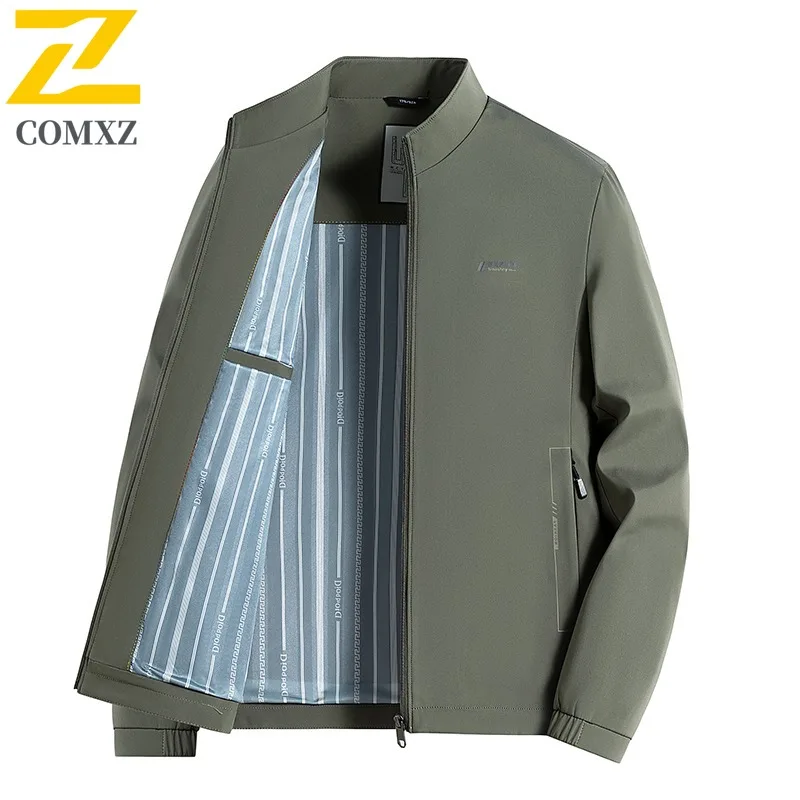

Men Classic Stand Collar Jacket Business Casual Simple Mature Stable Top High Quality Spring Autumn Lightweight Office Wear Coat