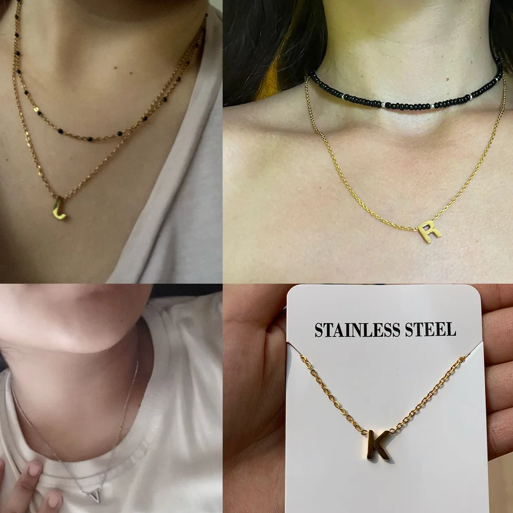 Cazador Minimalistische Initial A-Z Buchstaben Halskette für Frauen Alphabet Edelstahl Halsband Ketten Schmuck Geburtstagsgeschenk Großhandel – Detail 5