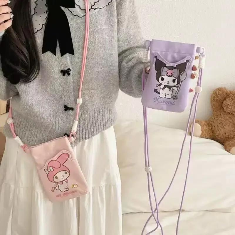 Hello Kitty Mini Phone Bag Crossbody Shoulder Bag Canvas Pouch Compact Size for Daily Use Cute Gift for Kids Girls Best Friend