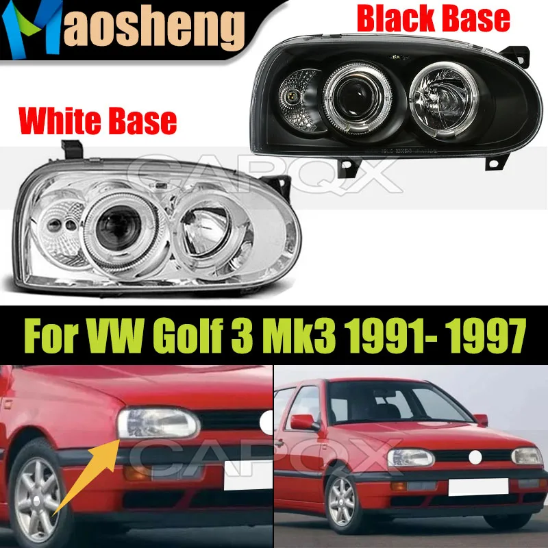

Белый или черный передний бампер, фара для VW Golf Mk3 1991 1992 1993 1994 1995 1996 1997, фара, фара
