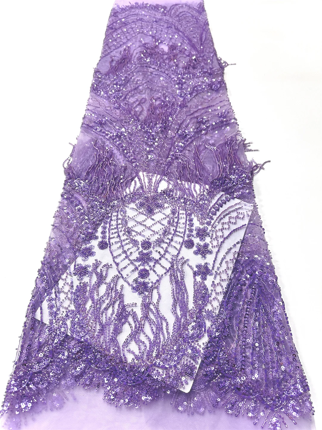 African Nigerian French Groom Embroidery Lace 2025 Tulle Sequin Lace Fabric Beautiful Luxurious 3D Heavy Beaded Lace For Wedding