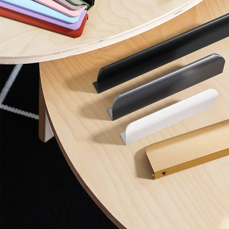 سبائك الزنك خزانة المطبخ تسحب مقابض الأدراج أسود فضي مخفي مقابض للخزانة باب غرفة النوم الأثاث مقبض الأجهزة #6