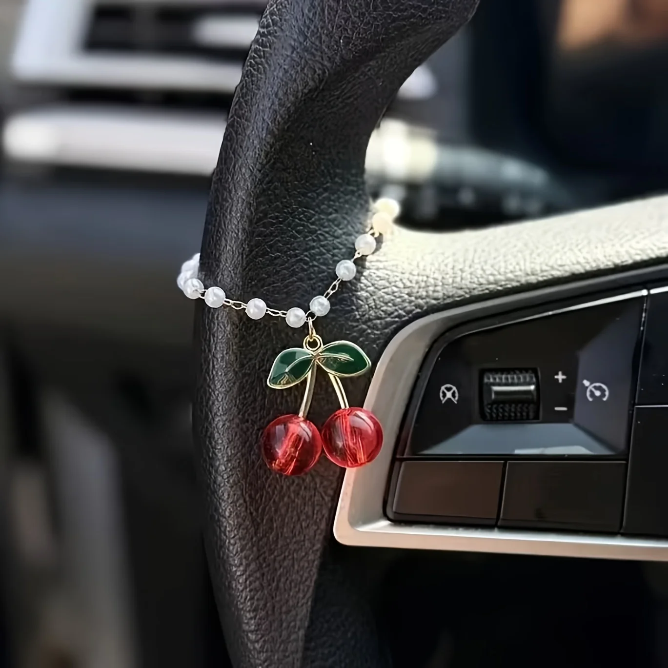 Sweet Cherry Car Steering Wheel Pendant Hanging Chain Accessory Cherry Steering Wheel Protection Jewelry
