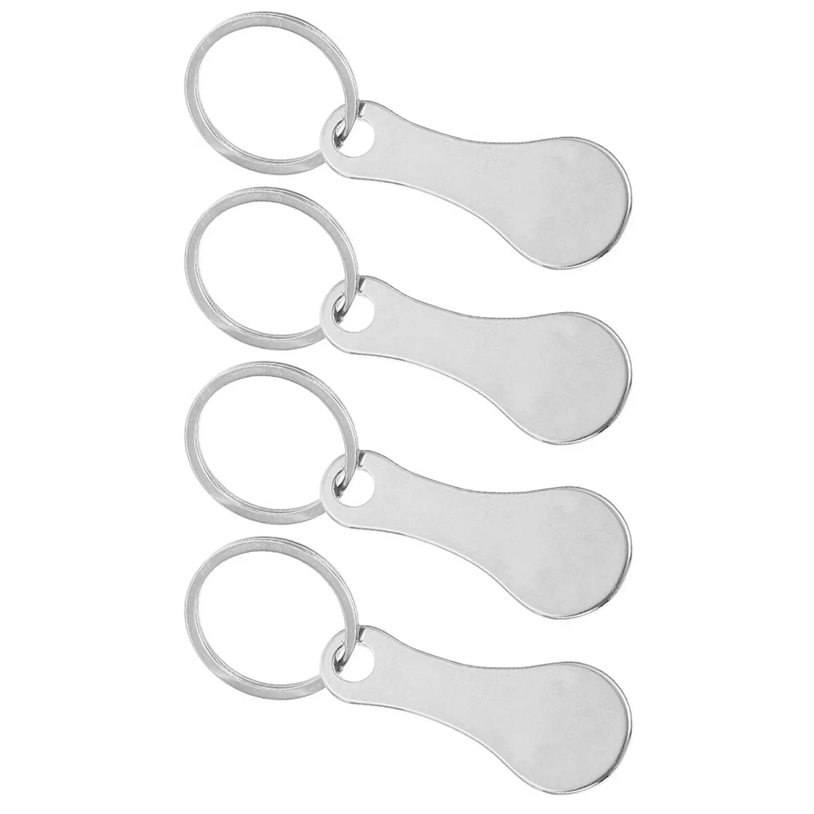 4Pcs Portable Trolley Token Key Ring Stainless Steel Easy Pull Design Non Rust Keychain for Shopping Cart Keys Bag Decoration