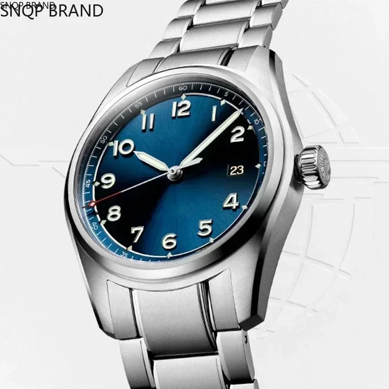 

Luxury New Pioneer Automatic Mechanical Watch For Men Stainless Steel Bracelet Blue Number Sport Watches Sapphire Glass 39mm