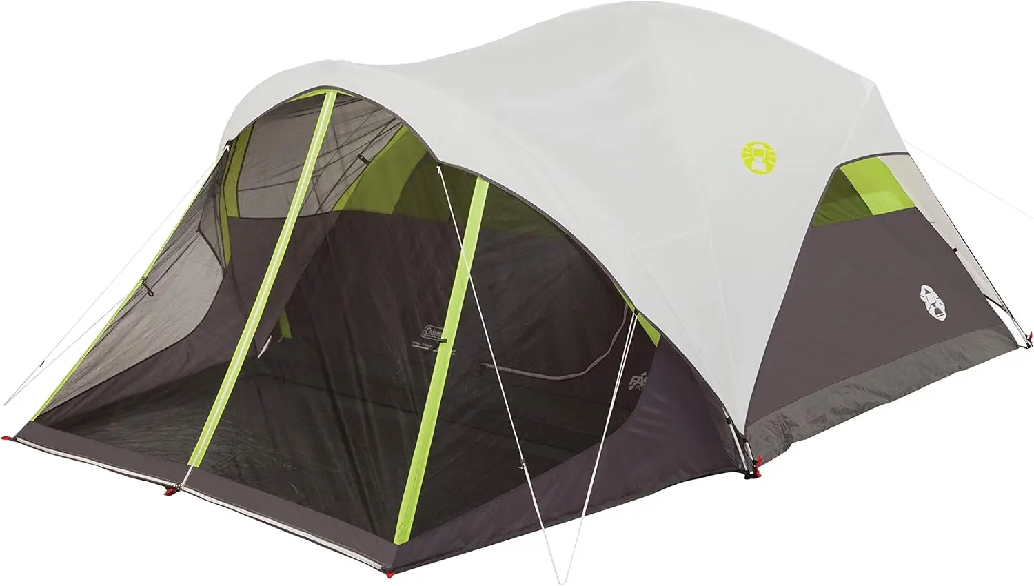 Steel Creek Fast Pitch Dome Camping Tent with Screened Porch, 6-Person Tent Includes Pre-Attached Poles, Integrated Rain