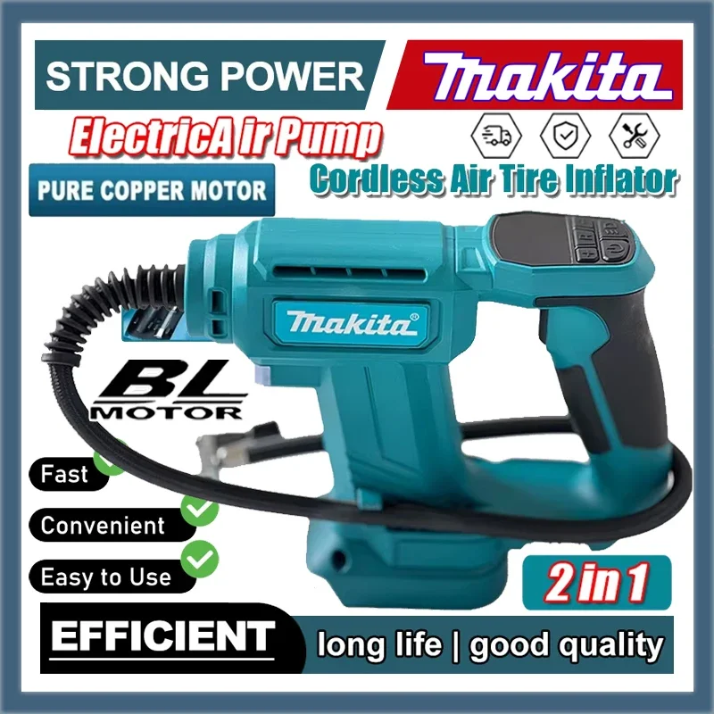 

Makita Cordless Air Pump Portable Car Tire Inflator Digital Display 18V Battery Powered Inflatable Compressor for Vehicle Tires