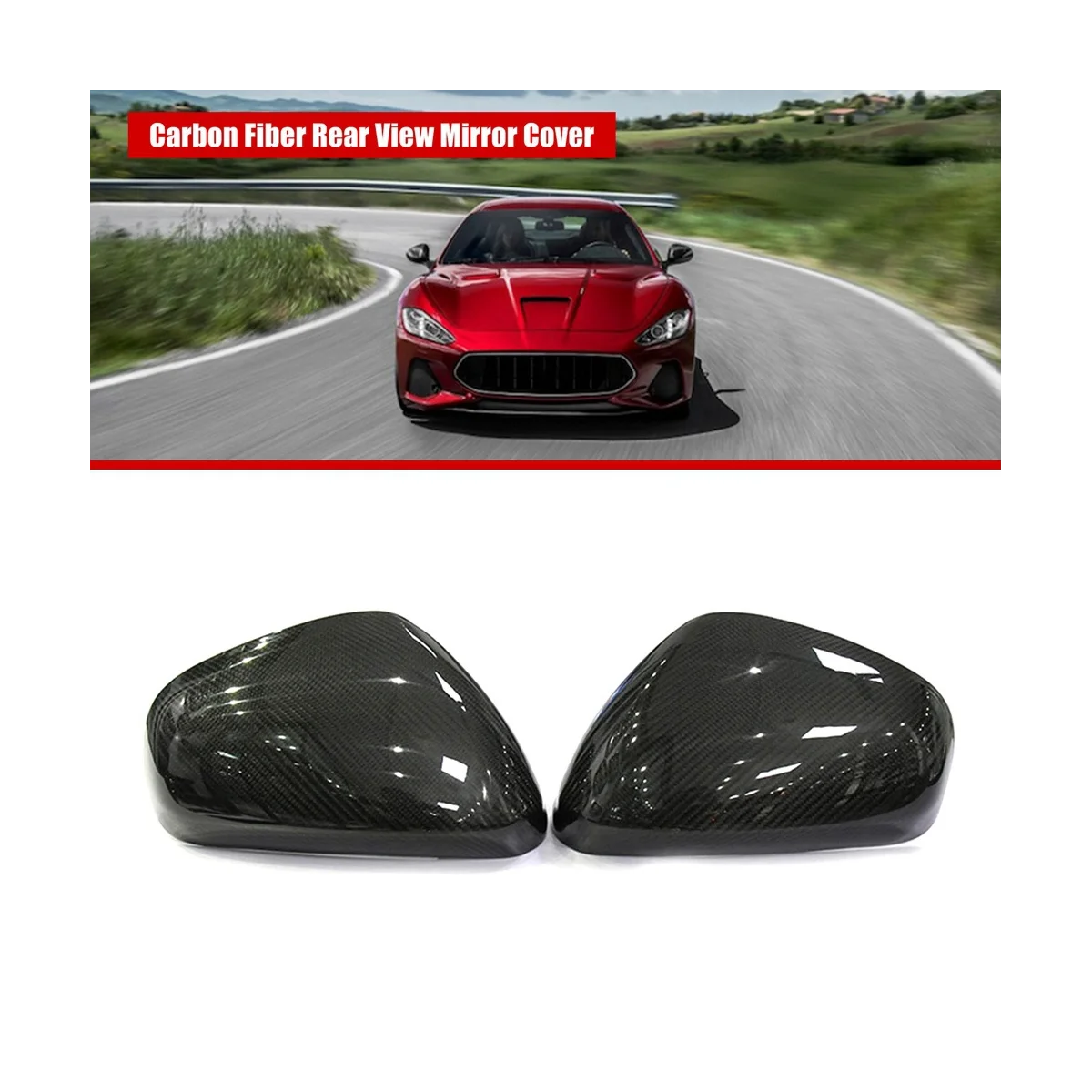 Car Carbon Fiber Rear View Mirror Cover for Maserati Gran Turismo & Gran Cabrio Quattroporte Add on Style Mirror Caps