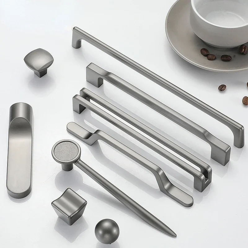 1 Pc Gray Elegant Cabinet Handle Wardrobe Door Pulls Kitchen Cabinet Drawer Knob Kitchen Furniture Handle Hardware