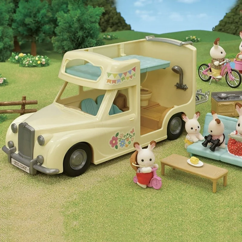 إكسسوارات عائلات سيلفانيان كاليكو كريترز ألعاب أطفال بناتي نموذج سيارة مصغر دمية أرنب ألعاب تخييم عائلية للأطفال