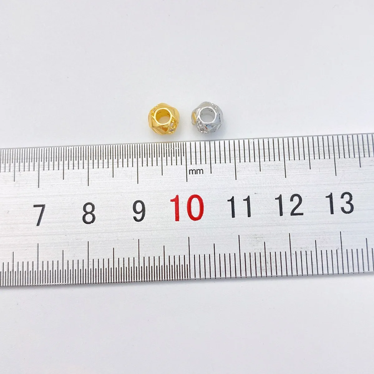 18K Gold Plated Color Retention Zircon Faceted Large Hole Spacer Beads DIY Bracelet Necklace Jewelry Making Supplies