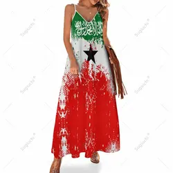 Long Dresses Dress Somaliland Flag Print New Casual Sleeveless Women's V-Neck Printed Dress Swing Retro Dresses