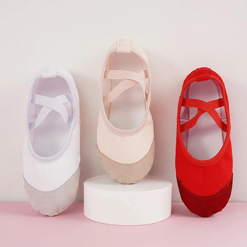 Girls Ballet Shoes Soft Soled Dance Shoes Non-slip Ballet Flats Women Professional Dance Shoes Split Sole Adult Gymnastic Shoes