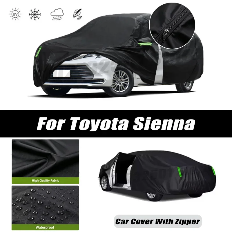 For Toyota Sienna Car Covers Outdoor Waterproof Sun Rain Snow Protection UV Car Zipper Design Car Cover Accessories