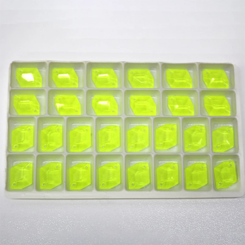 neon color Cosmic 2-Hole neon rose neon lemon shape sew on crystal all size 11*14 13*17 quality for dress  garment rhinestone