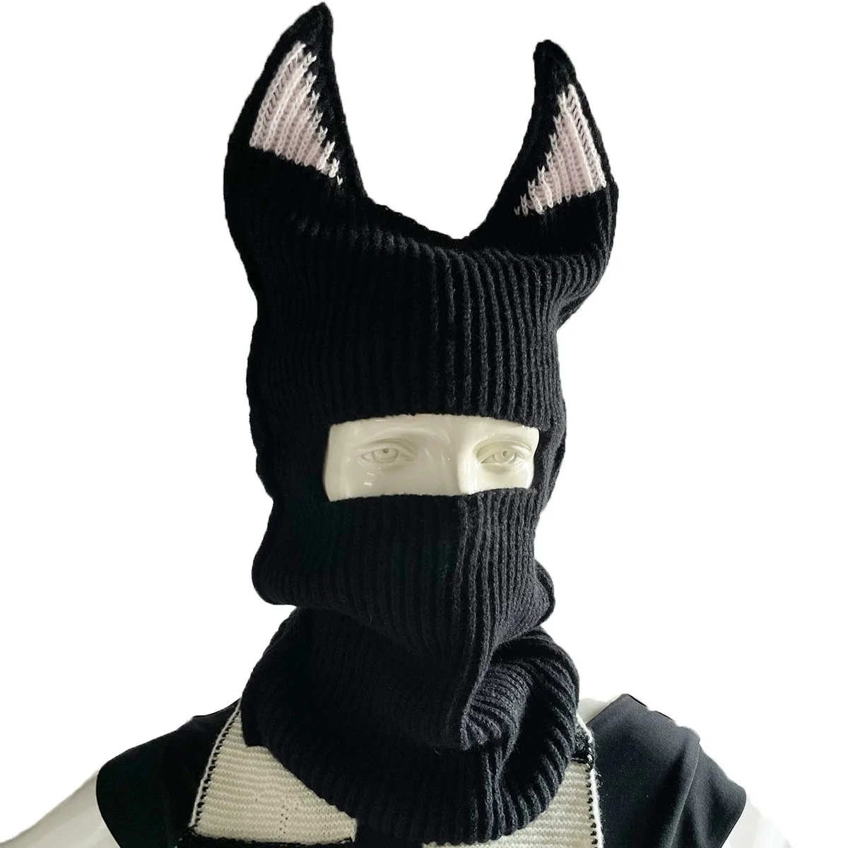 Men’s and Women’s Fashion: New Fall/Winter Halloween-Themed Horned Knit Hats—Warm Pull-Over Rabbit-Ear Wool Hats