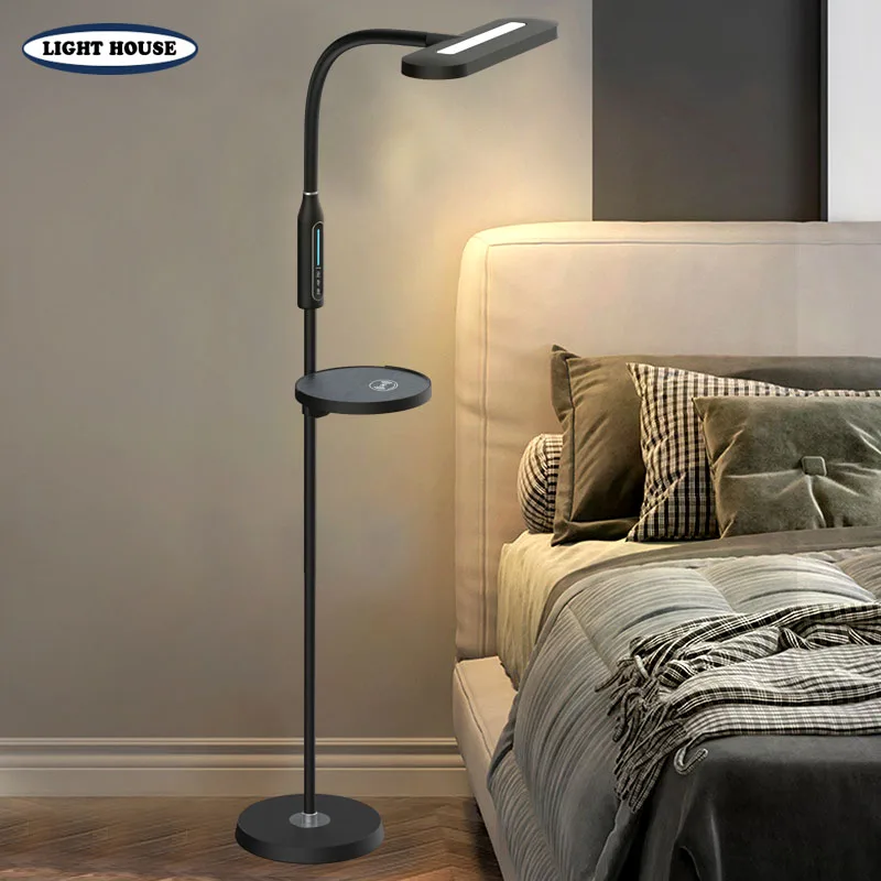 

LED Floor Lamp Living Room Bedroom Wireless Charging Floor Lamp Modern LED Vertical Lighting Adjustable Brightness Beauty Lamp