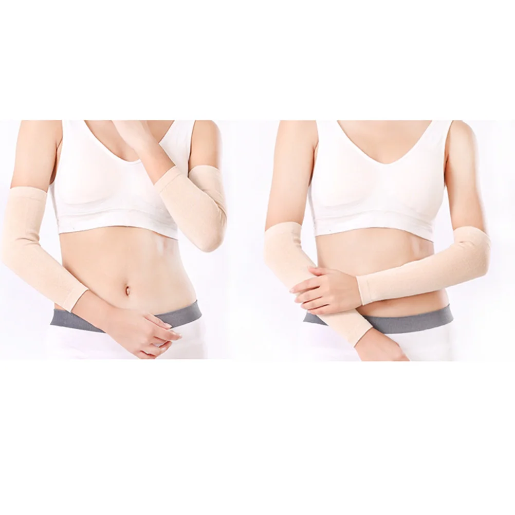 

2 Pairs Stretch Cotton Arm Warmers Mild Compression Skin-Friendly Warmth Protection For Sports Tattoos Cover Black Khaki