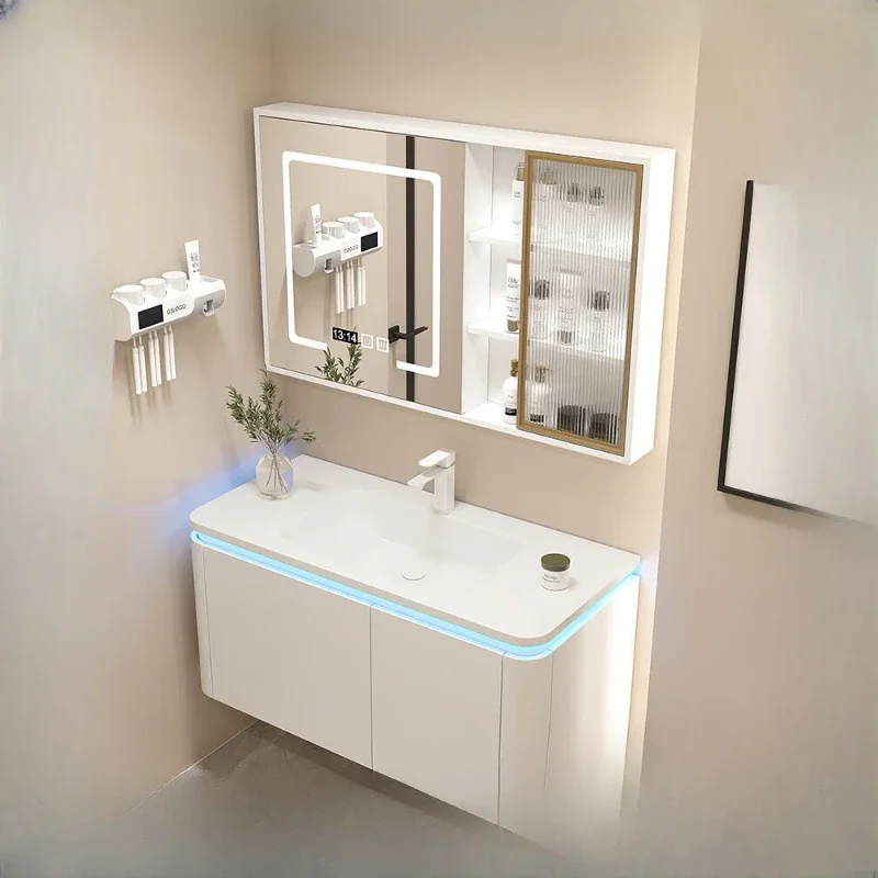 Bedroom Auxiliary Bathroom Cabinet Multifunction Sink Washing Lamp Bathroom Cabinet Small Storage Armario Banheiro Furniture CC