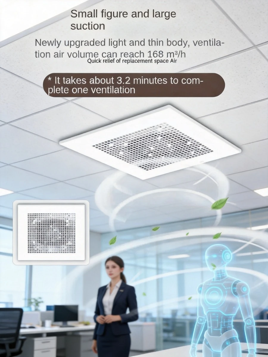 

Strong Silent Integrated Ceiling Exhaust Fan, 1/2 Energy Efficiency Ultra-thin Ventilation Fan for Bathroom Kitchen