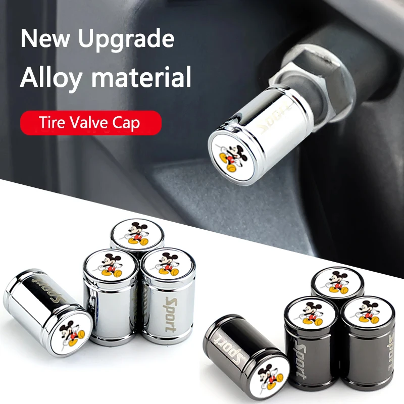 

4pcs Disney Mickey Universal Car Wheel Tire Valve Stem Caps Air Covers for Audi Honda Hyundai Mercedes Benz Ford Land Rover SEAT
