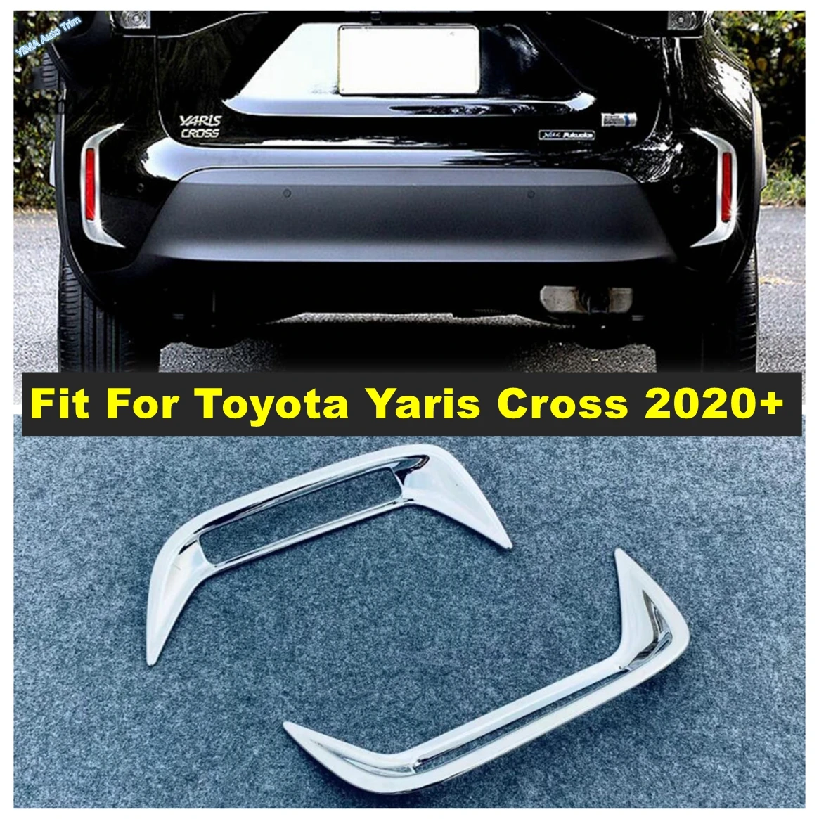 ABS Rear Fog light Lamp Cover Trim Foglamp Frame Sticker Car Styling Exterior Accessories For Toyota Yaris Cross 2020 2021 2022