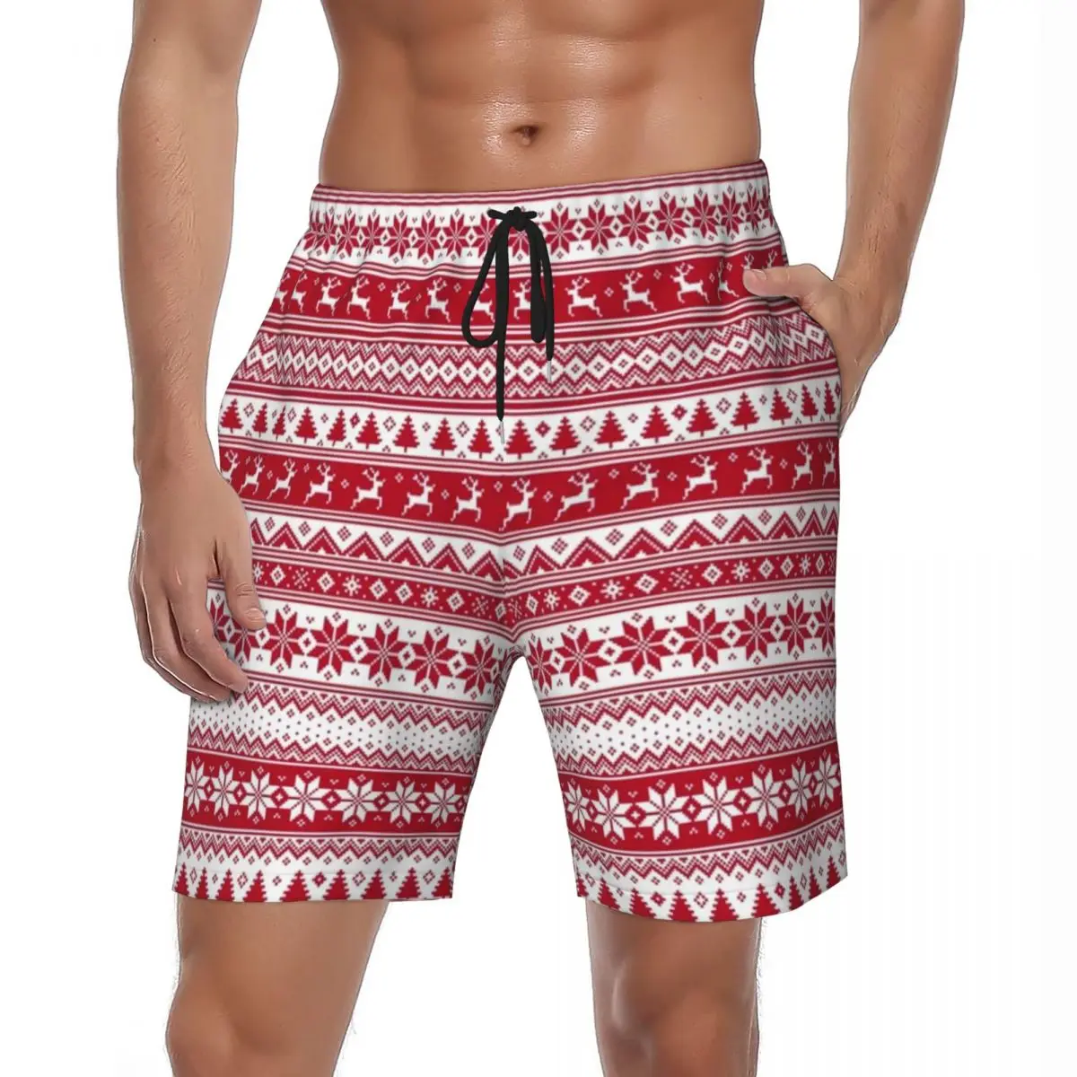 Swimsuits Christmas Print Gym Shorts Summer Short Cute Hawaii Board Short Pants Men Breathable Sports Casual Swim Beach Trunks