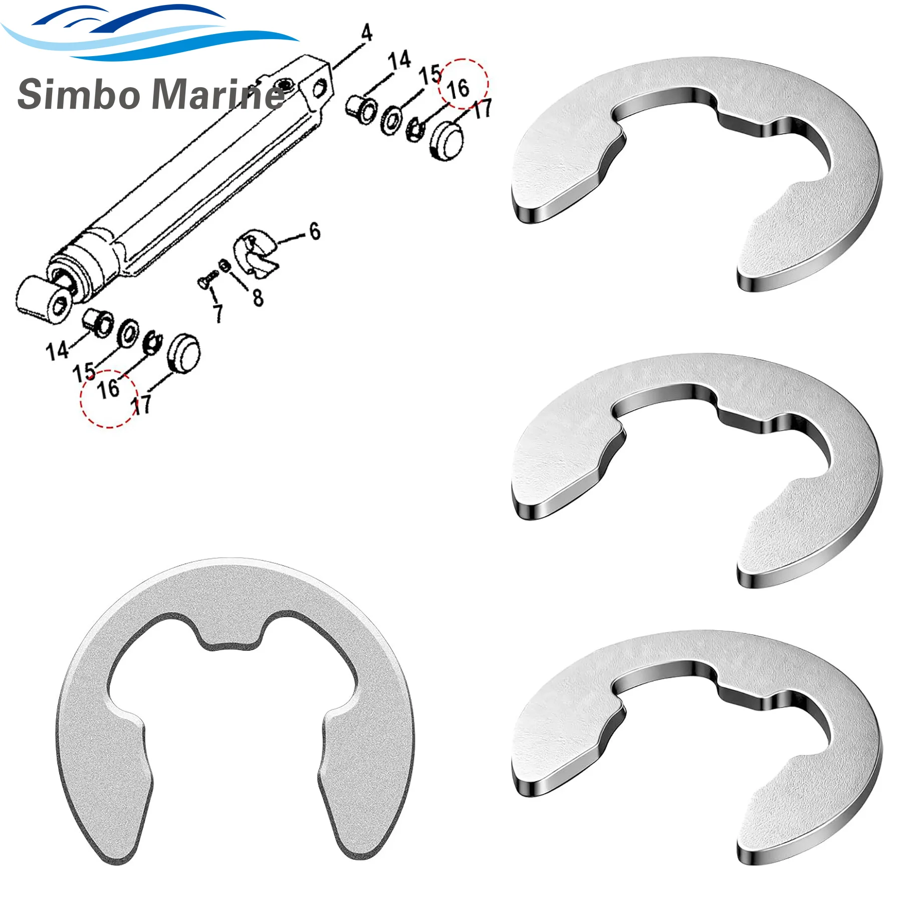 4 Pcs 53-815949 Trim Ram E-Ring Clip Compatible with Mercruiser 1991- Up Alpha One Gen 2 Sterndrive Engines 815949 8M0214951