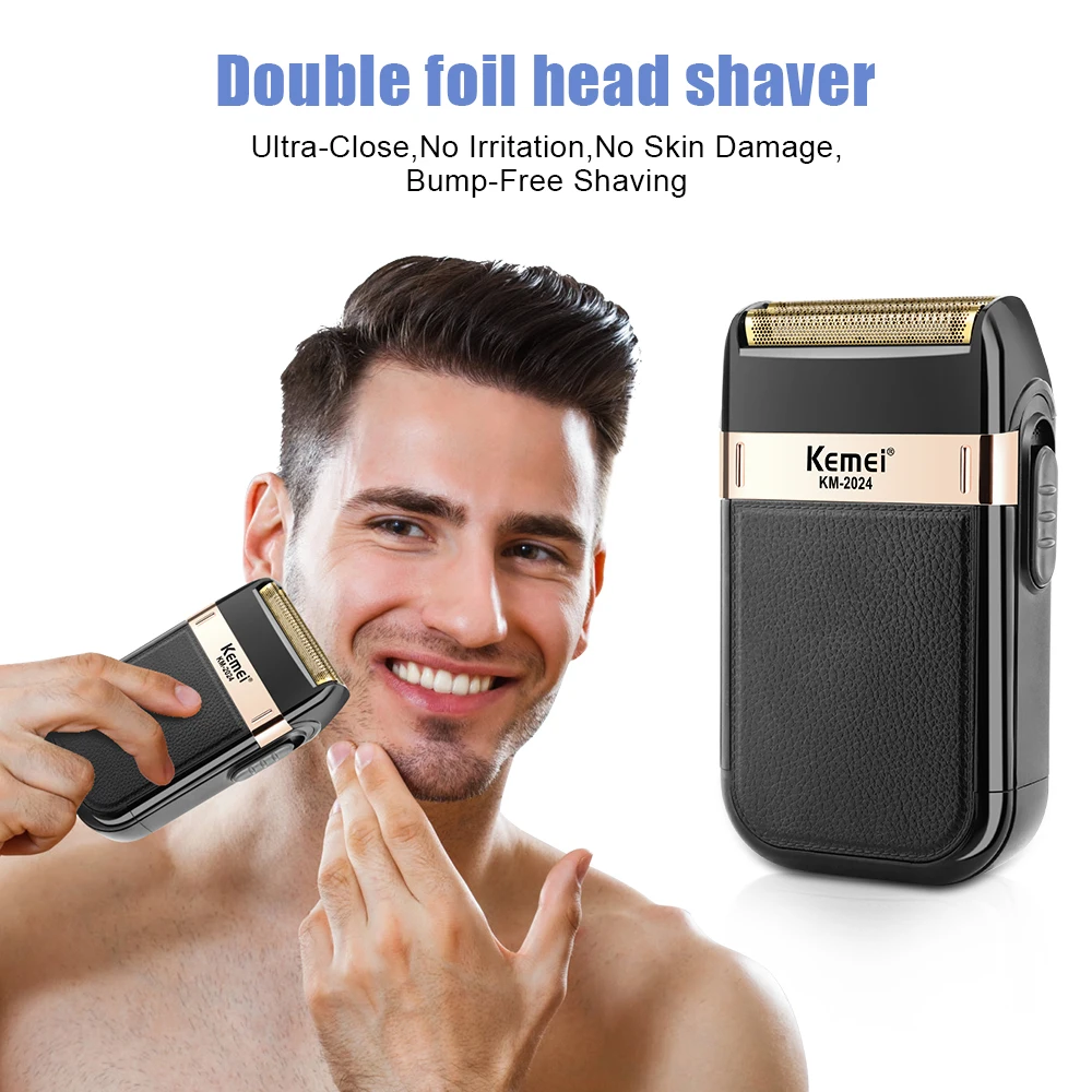 Kemei Electric Shaver for Men Waterproof Twin Blade Reciprocating Cordless Razor USB Rechargeable Shaving Machine Barber Trimmer