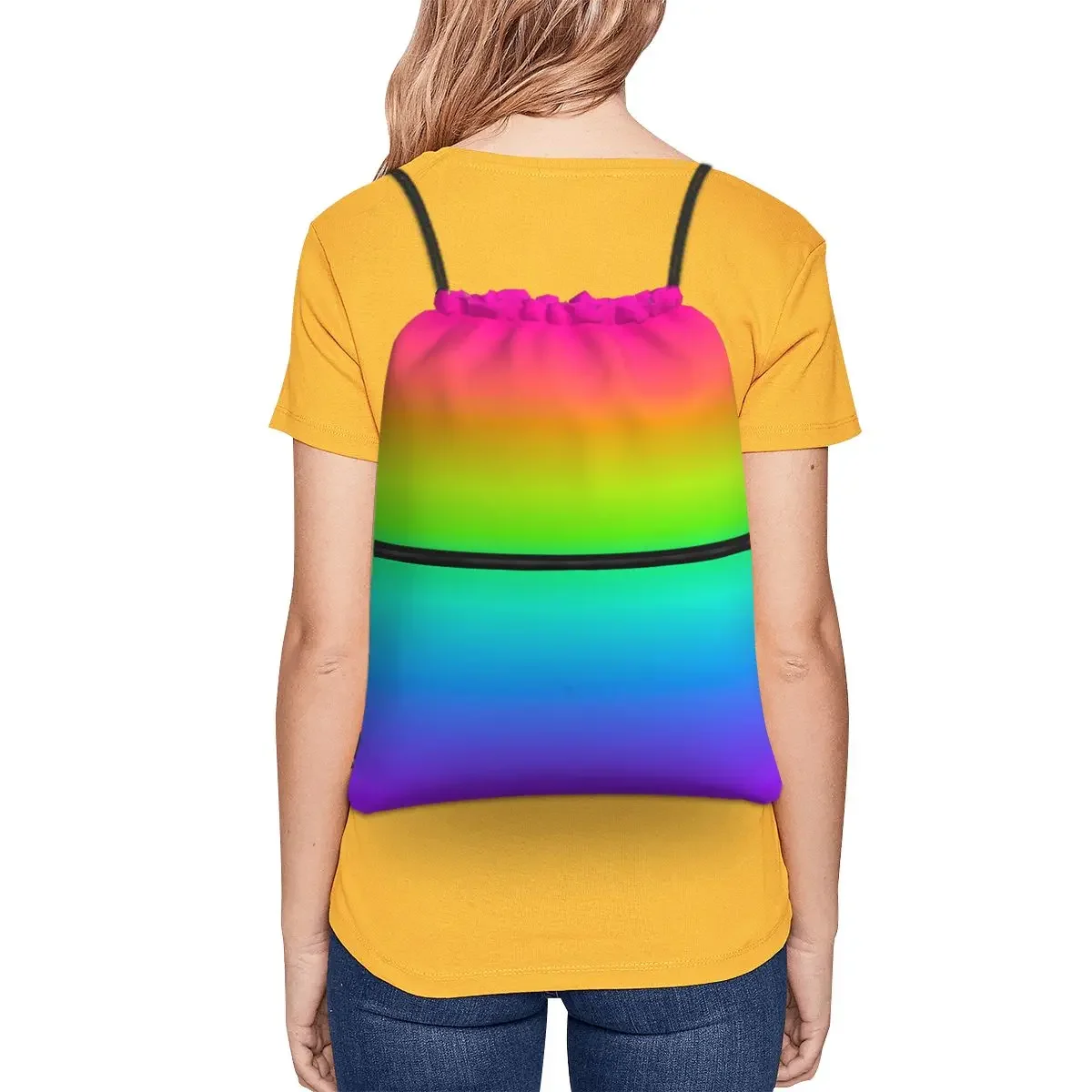 Neon Regenboog Ombre Draagbare Rugzakken Trekkoord Tas Mode Trekkoord Bundel Zak Sundries Tassen Voor Reizen Sport Man Vrouw