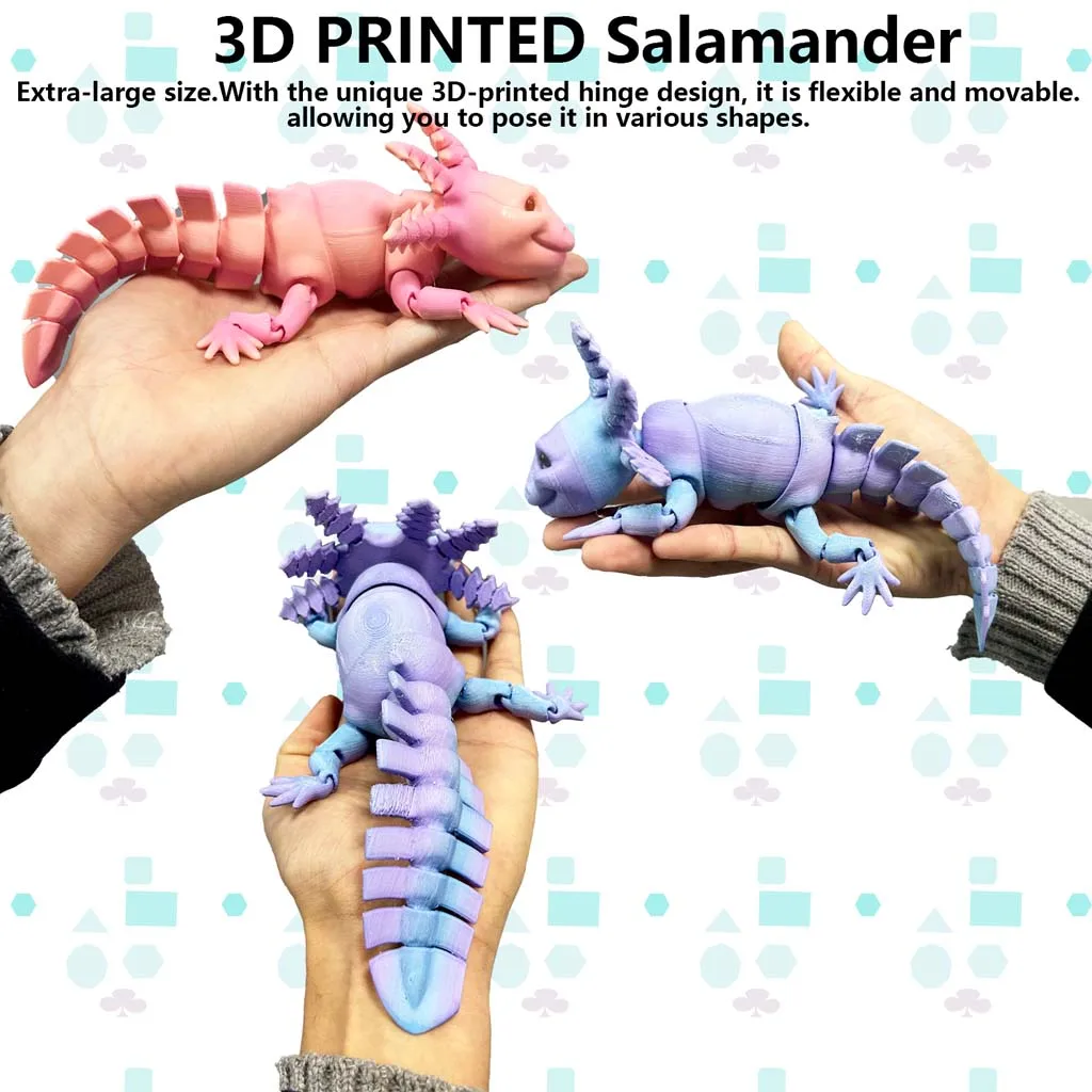 3D-gedruckte Salamander-Statue, flexibles 3D-gedrucktes Tier, bunte Figur-Statue, Geschenke, Valentinstag, 23 cm/9,06 Zoll – Detail 6