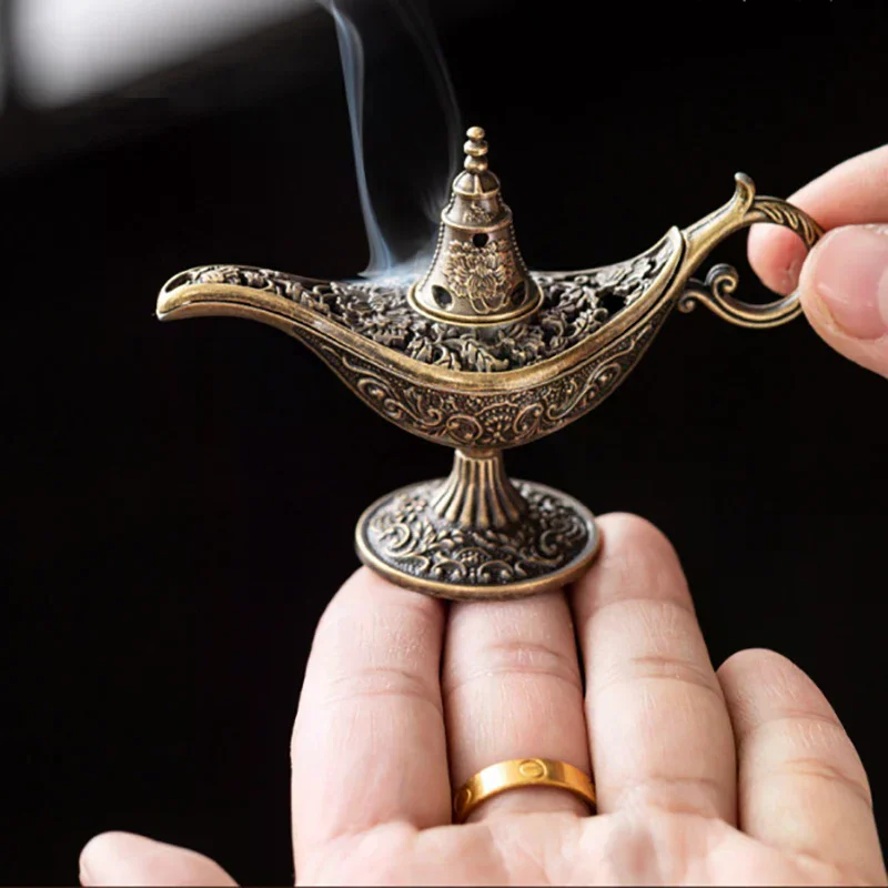 Arabischer Weihrauchbrenner, Lampe im antiken Stil, Metall-Räuchergefäß, duftender, parfümfreier Kerzenhalter, Heimdekoration, Geschenk