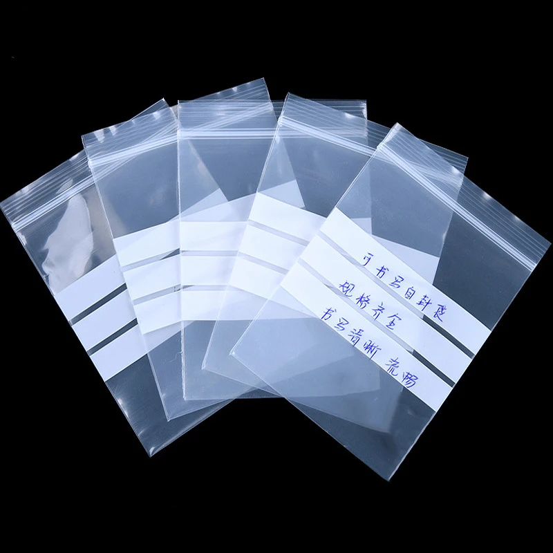 100pcs 16 wire Writing Packaging Remember Note Pouches Plastic Zip Lock Jewelry Bag Write On Seal Self Resealable polythene