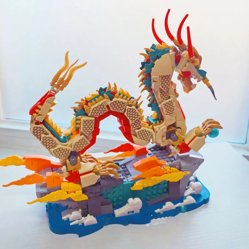 1171 PCS Auspicious Dragon 80112 Building Blocks Figure Dragon Toys Model Set Spring Festival Decoration Gifts for Boys Kids